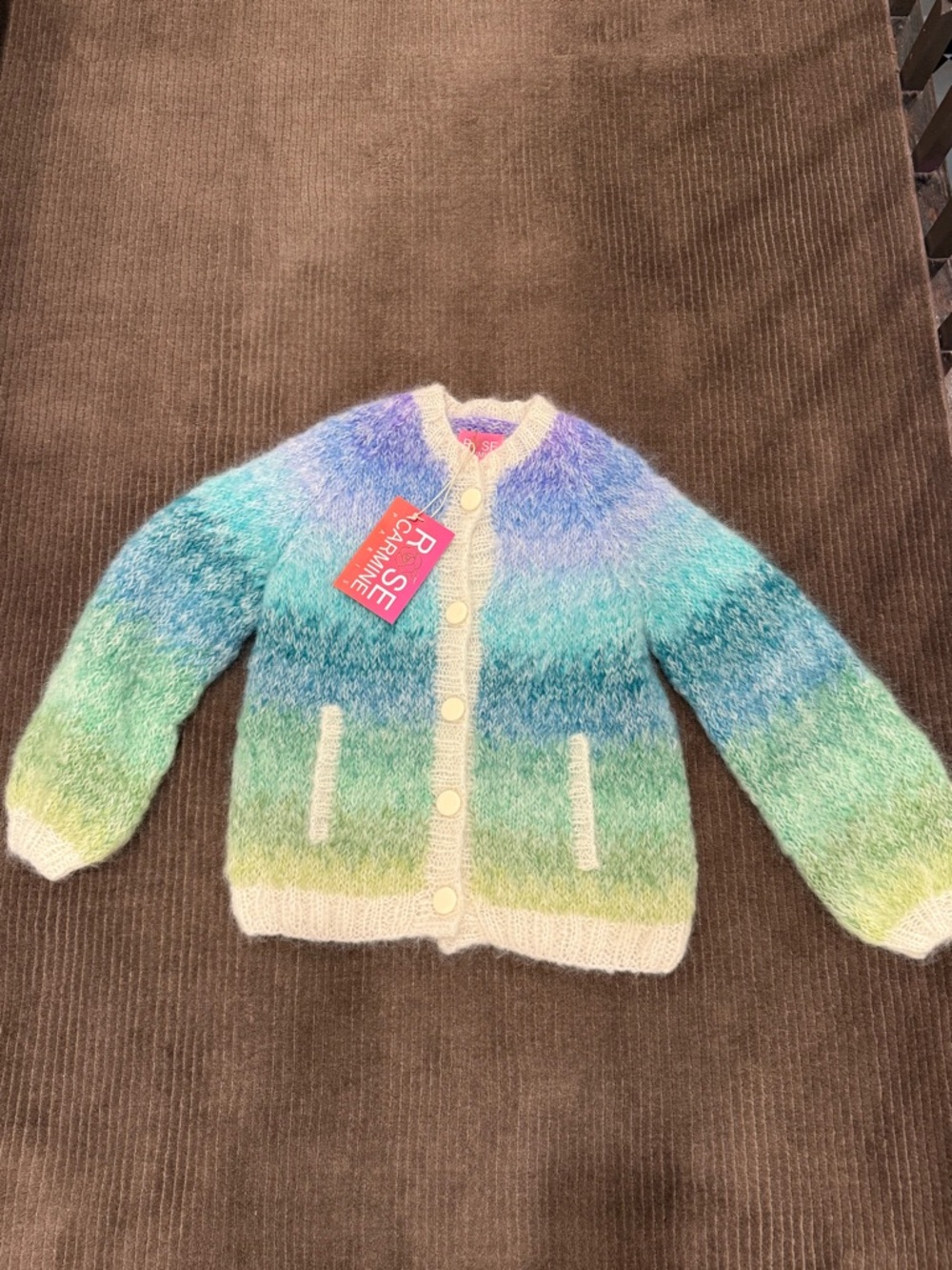 Rainbow Ombre Fuzzy Button-Front Cardigan - Multicolor